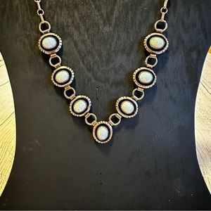 Vintage Navajo Silver and White Opal Necklace and Earrings​​